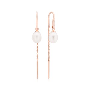 Cercei lungi cu lant si perle naturale albe din argint placat cu aur roz DiAmanti SK22237GE_W-G (Argint 925‰ 1,05 g.)